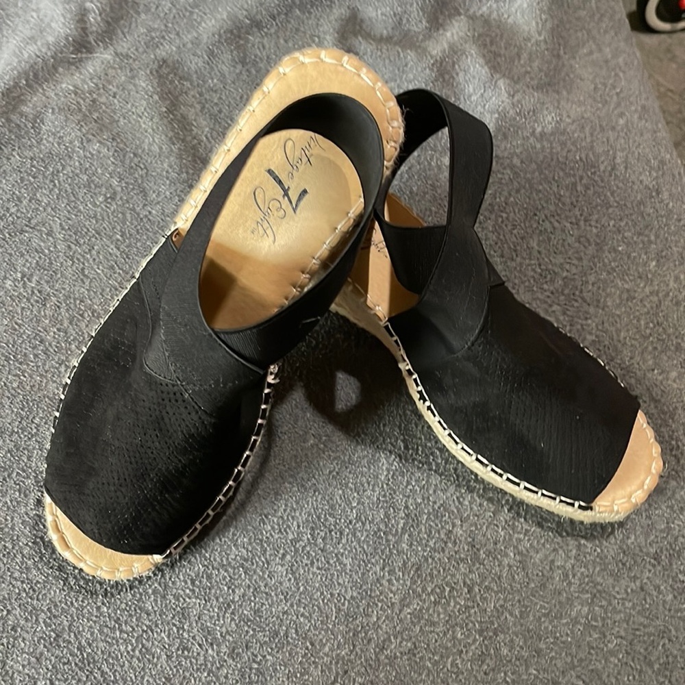 Vintage 7 Eight Britney black wedge heel.